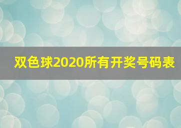 双色球2020所有开奖号码表