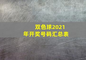 双色球2021年开奖号码汇总表