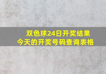 双色球24日开奖结果今天的开奖号码查询表格