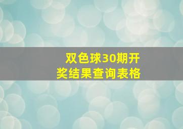 双色球30期开奖结果查询表格