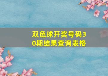 双色球开奖号码30期结果查询表格