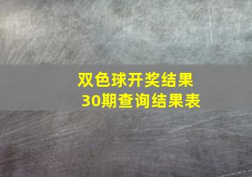 双色球开奖结果30期查询结果表