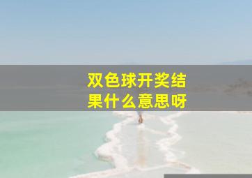 双色球开奖结果什么意思呀