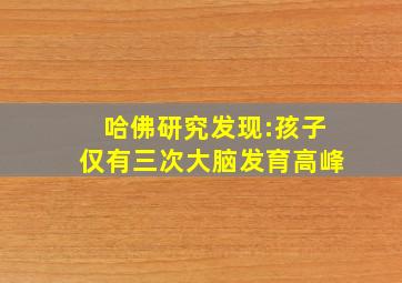 哈佛研究发现:孩子仅有三次大脑发育高峰