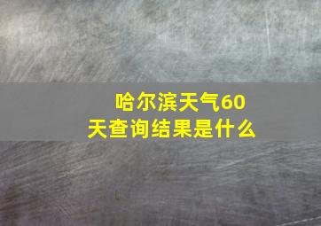 哈尔滨天气60天查询结果是什么