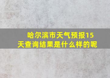 哈尔滨市天气预报15天查询结果是什么样的呢