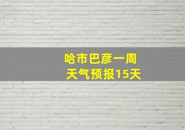 哈市巴彦一周天气预报15天