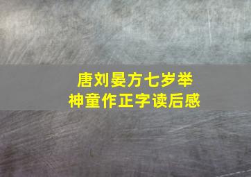 唐刘晏方七岁举神童作正字读后感