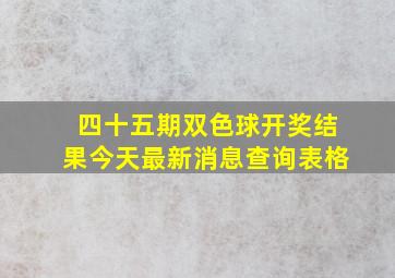 四十五期双色球开奖结果今天最新消息查询表格