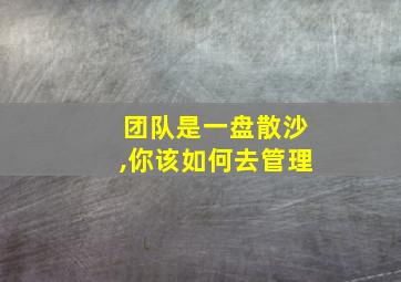 团队是一盘散沙,你该如何去管理