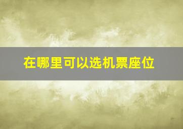 在哪里可以选机票座位