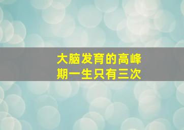 大脑发育的高峰期一生只有三次