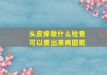 头皮痒做什么检查可以查出来病因呢