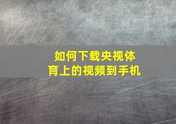 如何下载央视体育上的视频到手机