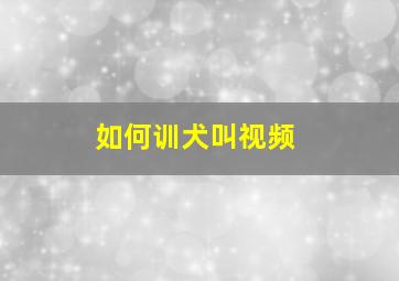 如何训犬叫视频