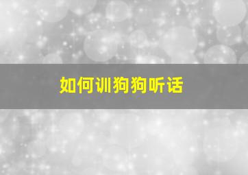 如何训狗狗听话