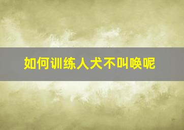 如何训练人犬不叫唤呢