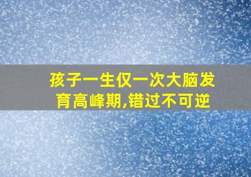 孩子一生仅一次大脑发育高峰期,错过不可逆