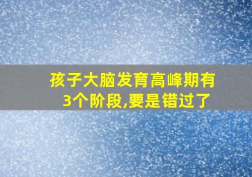 孩子大脑发育高峰期有3个阶段,要是错过了