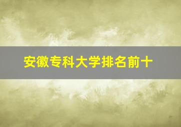 安徽专科大学排名前十