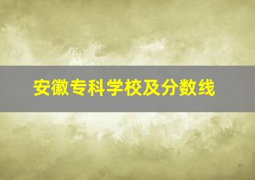 安徽专科学校及分数线