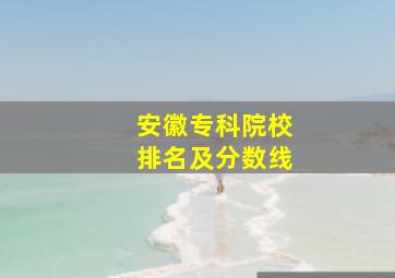 安徽专科院校排名及分数线