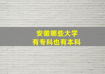 安徽哪些大学有专科也有本科