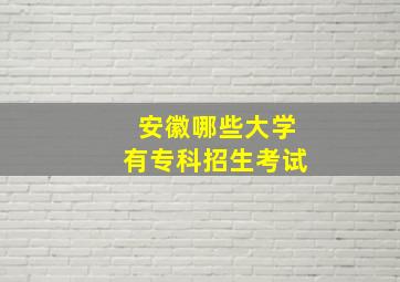 安徽哪些大学有专科招生考试