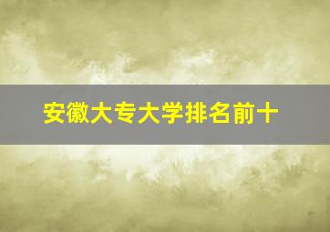 安徽大专大学排名前十