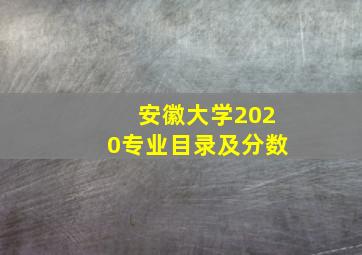 安徽大学2020专业目录及分数