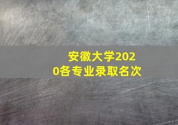 安徽大学2020各专业录取名次