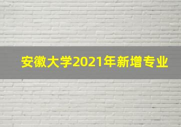 安徽大学2021年新增专业