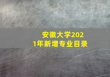 安徽大学2021年新增专业目录