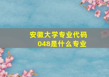 安徽大学专业代码048是什么专业