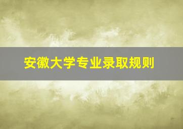 安徽大学专业录取规则