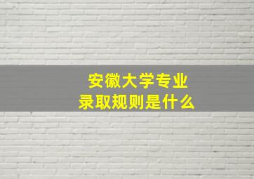 安徽大学专业录取规则是什么