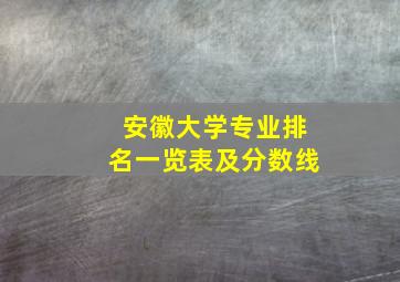 安徽大学专业排名一览表及分数线