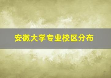 安徽大学专业校区分布