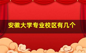 安徽大学专业校区有几个