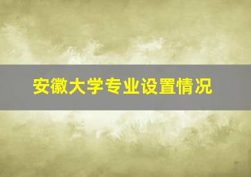 安徽大学专业设置情况