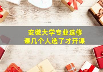 安徽大学专业选修课几个人选了才开课