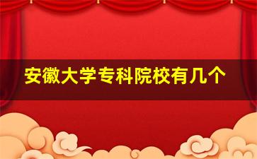 安徽大学专科院校有几个