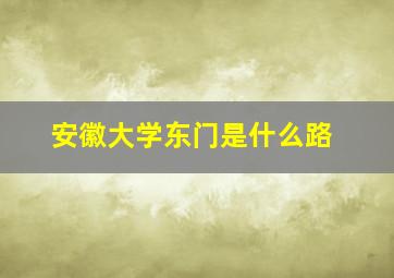 安徽大学东门是什么路