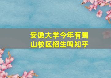 安徽大学今年有蜀山校区招生吗知乎