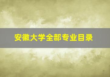 安徽大学全部专业目录