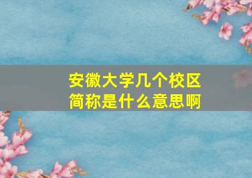 安徽大学几个校区简称是什么意思啊