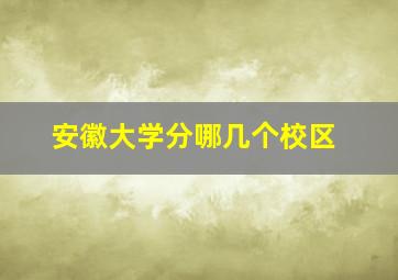 安徽大学分哪几个校区