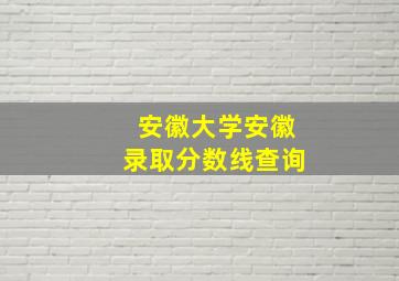 安徽大学安徽录取分数线查询