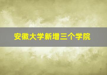 安徽大学新增三个学院