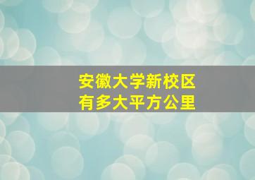 安徽大学新校区有多大平方公里